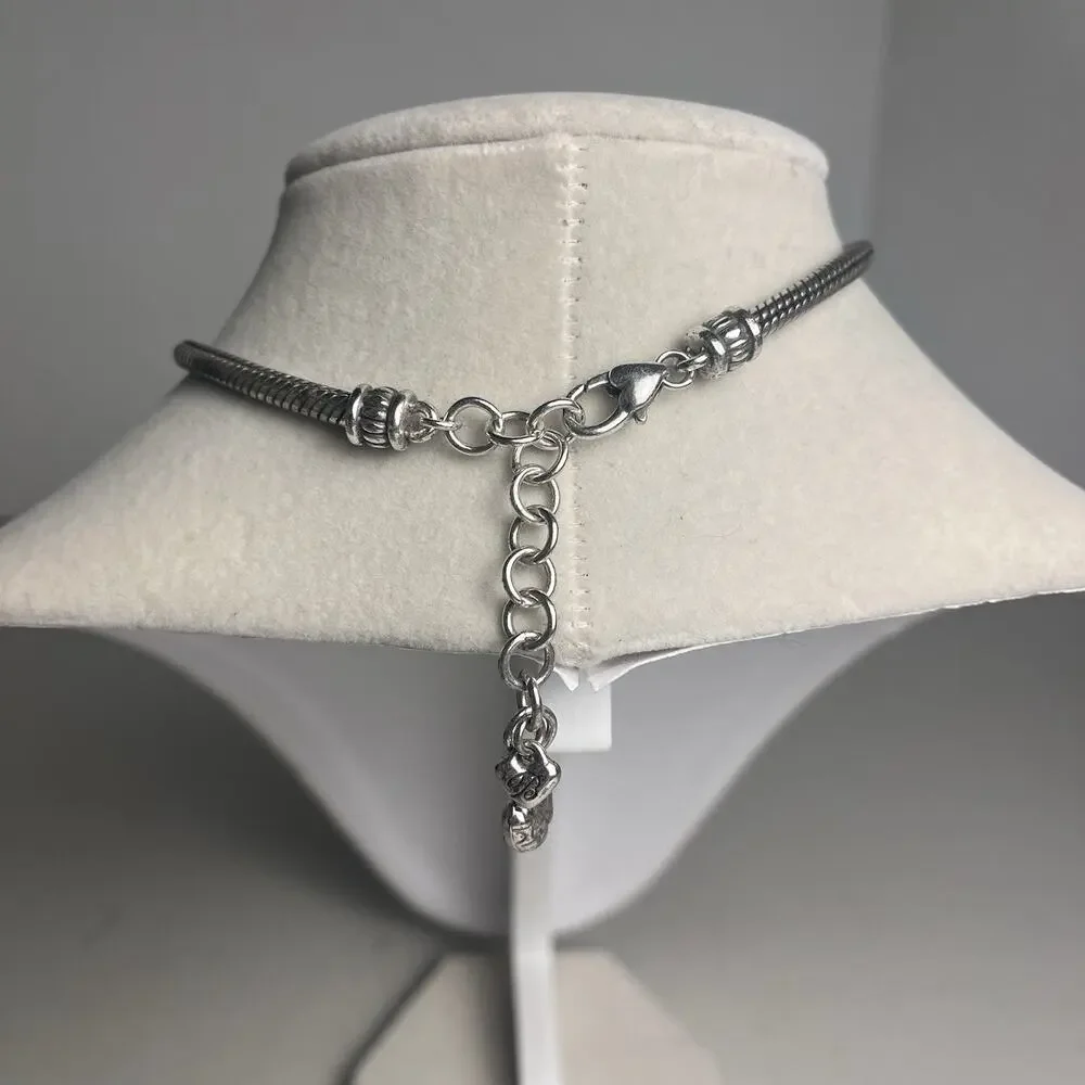 Brighton Travis Necklace Thick Snake Chain Slide Barrel Bead Silver Gold Tone - Picture 8 of 16